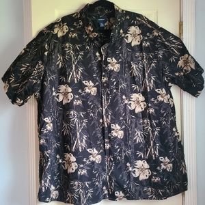 Harbor Bay Men's Black Iris Button Up Short Sleeve Shirt Size 3XL 100% cotton